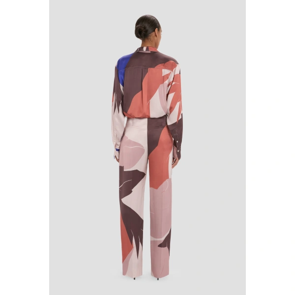 Victoria Beckham Cecilia Trouser in Abstract Earth Print | Wide-Leg Pants | Coveti, view 5