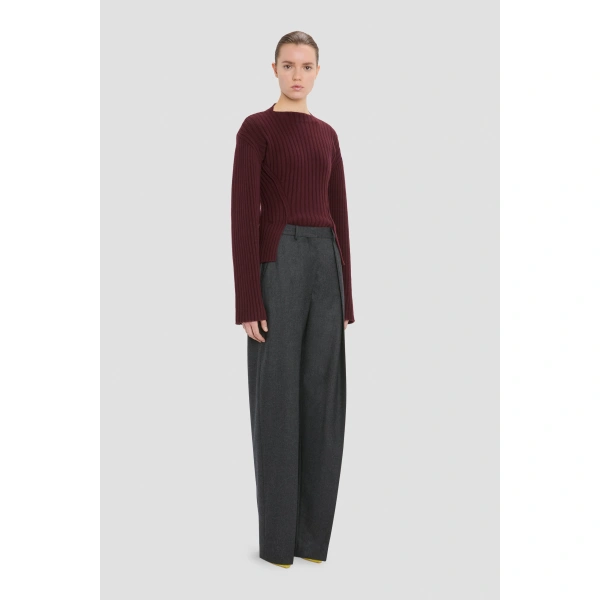 Victoria Beckham Cecilia Trouser in Grey Melange | Wide-Leg Pants | Coveti, view 4
