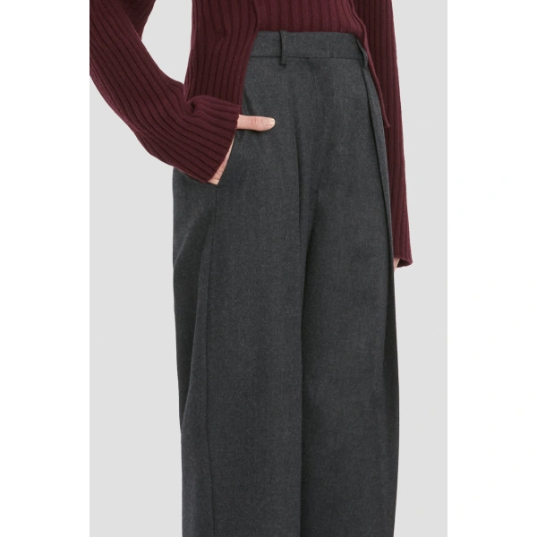 Victoria Beckham Cecilia Trouser in Grey Melange | Wide-Leg Pants | Coveti, view 5