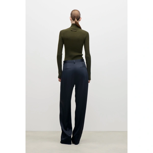 Victoria Beckham Cecilia Trouser in Midnight | Wide-Leg Pants | Coveti, view 4