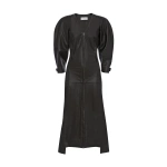Victoria Beckham Dolman Leather Dress in Dark Earth | Midi Dresses | Coveti