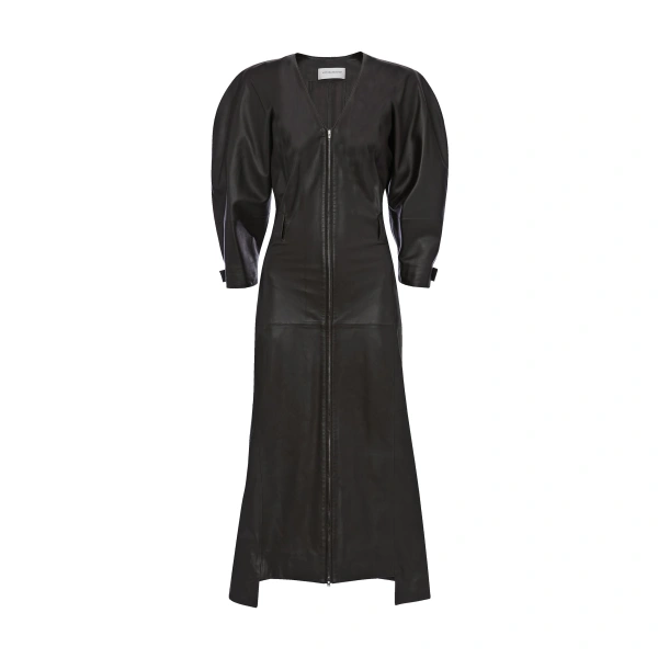 Dolman Leather Dress in Dark Earth