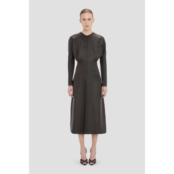 Victoria Beckham Dolman Midi Dress in Dark Grey Melange | Midi Dresses | Coveti, view 2