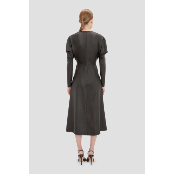 Victoria Beckham Dolman Midi Dress in Dark Grey Melange | Midi Dresses | Coveti, view 5
