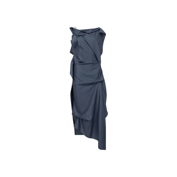 Draped Midi Dress in Storm Blue