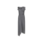 Victoria Beckham Draped Tailored Midi Dress in Light Grey Melange | Midi Dresses | Coveti