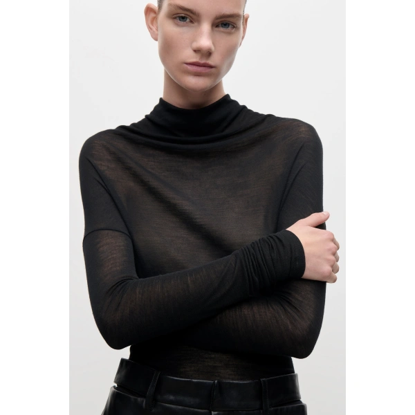 Victoria Beckham Draped Top in Black | Sweaters | Coveti, view 5