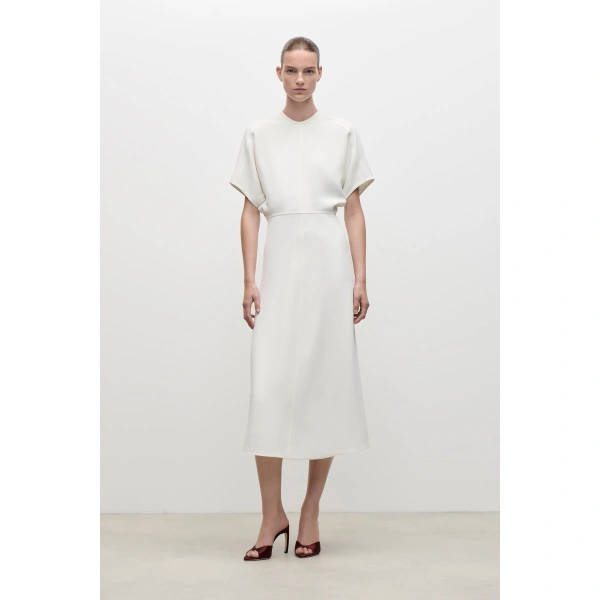 Victoria Beckham Eleanor Midi Dress in Bright Ivory | Midi Dresses | Coveti, view 2