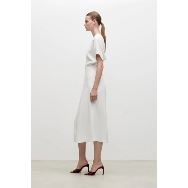 Victoria Beckham Eleanor Midi Dress in Bright Ivory | Midi Dresses | Coveti, view 3