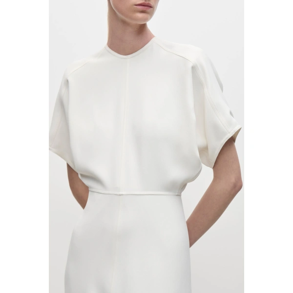 Victoria Beckham Eleanor Midi Dress in Bright Ivory | Midi Dresses | Coveti, view 5