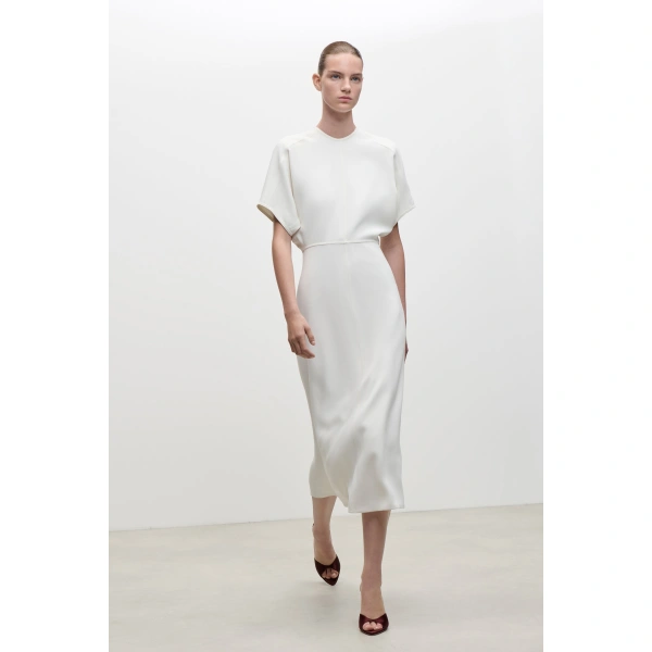Victoria Beckham Eleanor Midi Dress in Bright Ivory | Midi Dresses | Coveti, view 6