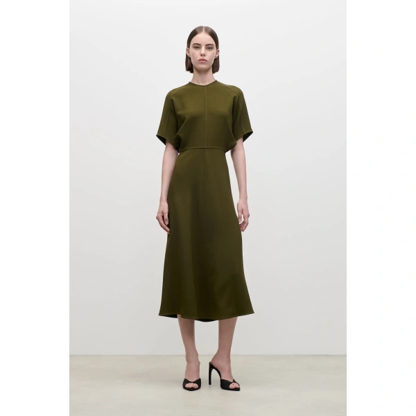 Victoria Beckham Eleanor Midi Dress in Marsh Green | Midi Dresses | Coveti, view 2