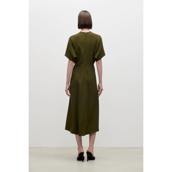 Victoria Beckham Eleanor Midi Dress in Marsh Green | Midi Dresses | Coveti, view 4