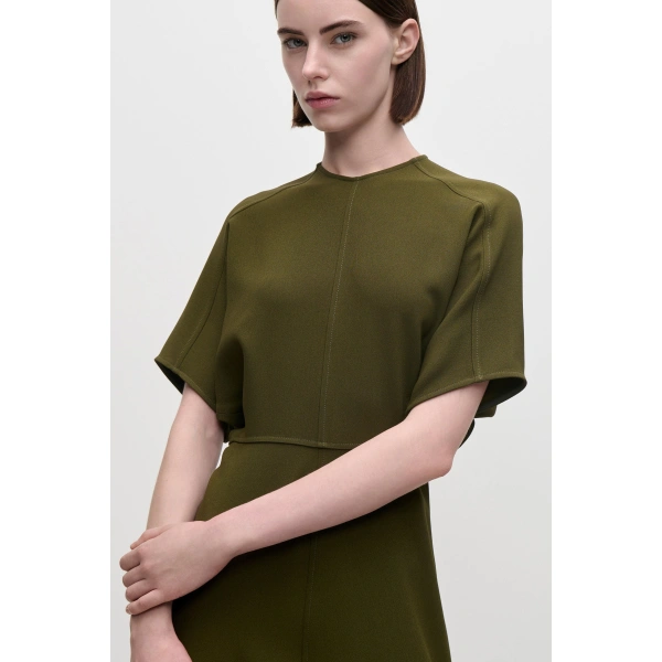 Victoria Beckham Eleanor Midi Dress in Marsh Green | Midi Dresses | Coveti, view 5
