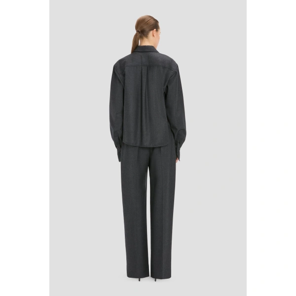 Victoria Beckham Ellys Shirt in Dark Grey Melange | Shirts | Coveti, view 4