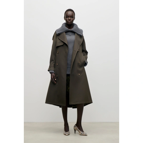 Victoria Beckham Esmee Trench Coat in Green | Trench Coats | Coveti, view 2