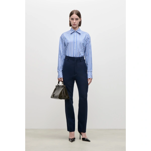 Victoria Beckham Extended Pocket Trouser in Blue Lake | Tailored Pants | Coveti, view 2