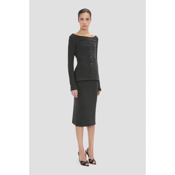 Victoria Beckham Folded Cardigan in Ore Melange | Cardigans | Coveti, view 3