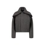 Victoria Beckham Folded Collar Bomber Jacket in Grey | Bomber Jackets | Coveti