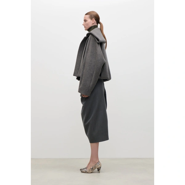 Victoria Beckham Folded Collar Bomber Jacket in Grey | Bomber Jackets | Coveti, view 3