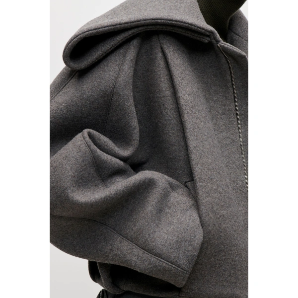 Victoria Beckham Folded Collar Bomber Jacket in Grey | Bomber Jackets | Coveti, view 5