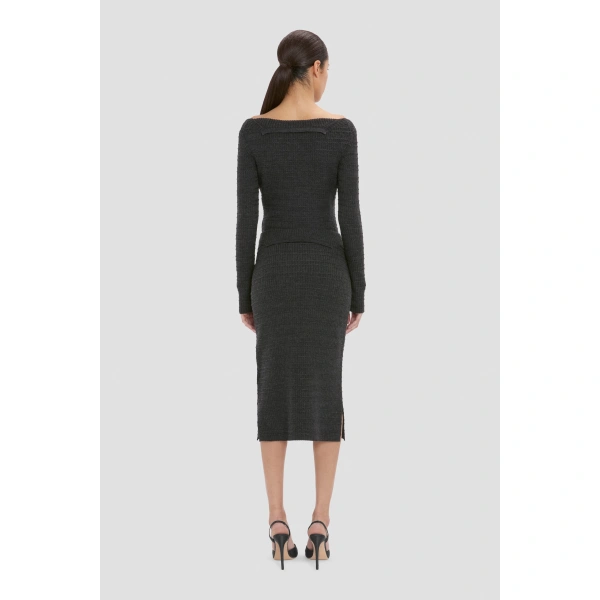 Victoria Beckham Folded Skirt in Ore Melange | Midi Skirts | Coveti, view 6