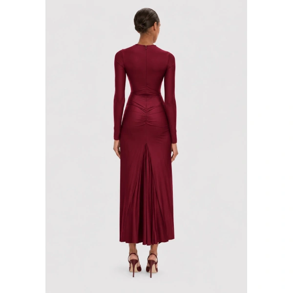 Victoria Beckham Frances Midi Dress in Burgundy | Midi Dresses | Coveti, view 3