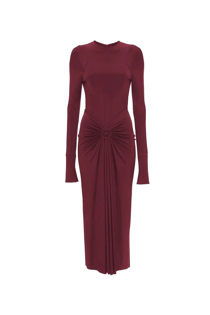 Victoria Beckham Frances Midi Dress in Burgundy Victoria Beckham Frances Midi Dress in Burgundy | Midi Dresses | Coveti