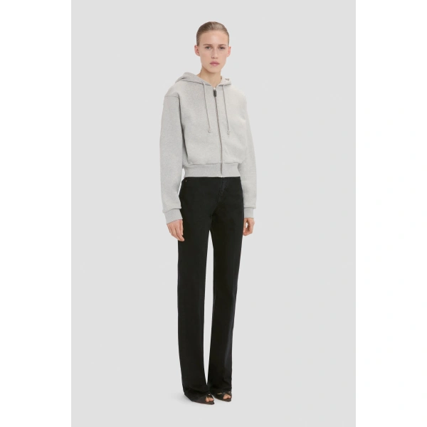 Victoria Beckham Full Zip Hoodie in Grey Marl | Hoodies | Coveti, view 2