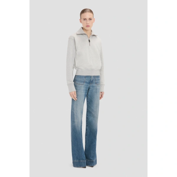 Victoria Beckham Half Zip Sweatshirt in Grey Marl | Hoodies | Coveti, view 2