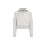 Victoria Beckham Half Zip Sweatshirt in Grey Marl | Hoodies | Coveti