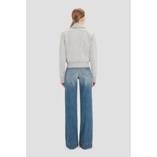 Victoria Beckham Half Zip Sweatshirt in Grey Marl | Hoodies | Coveti, view 4