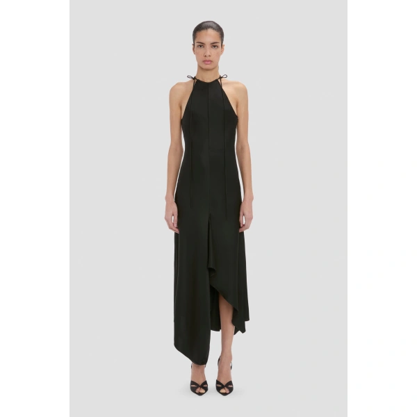 Victoria Beckham Halter Neck Midi Dress in Black | Halter Dresses | Coveti, view 2