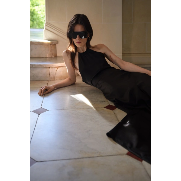 Victoria Beckham Halter Neck Midi Dress in Black | Halter Dresses | Coveti, view 3
