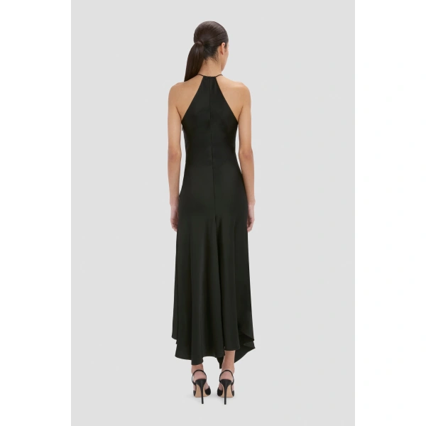Victoria Beckham Halter Neck Midi Dress in Black | Halter Dresses | Coveti, view 6