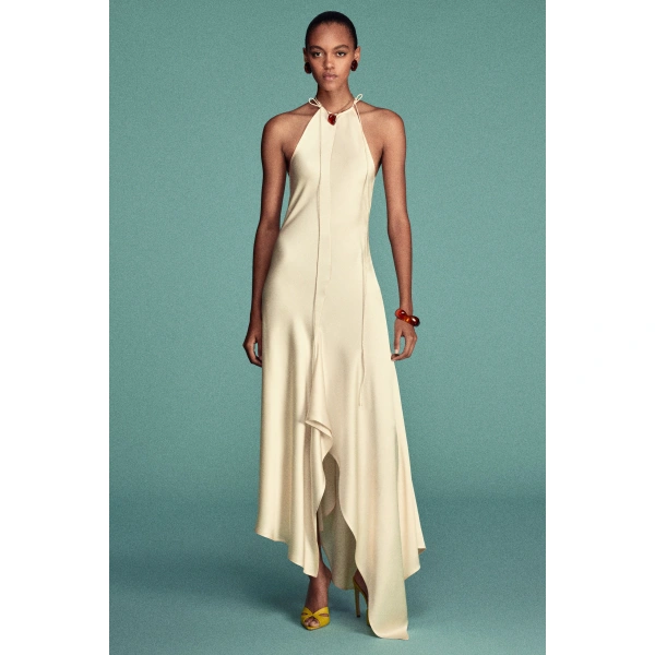 Victoria Beckham Halter Neck Midi Dress in Elderflower | Halter Dresses | Coveti, view 3