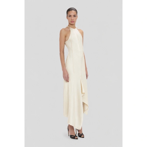 Victoria Beckham Halter Neck Midi Dress in Elderflower | Halter Dresses | Coveti, view 4