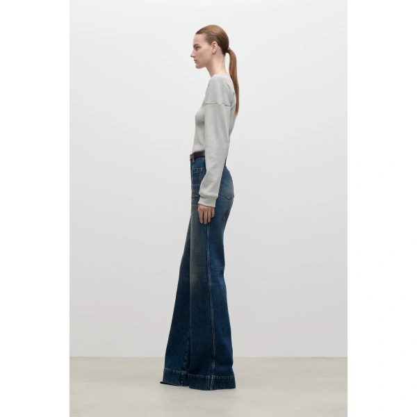 Victoria Beckham Hazel Top in Grey Marl | Long Sleeve Tops | Coveti, view 3