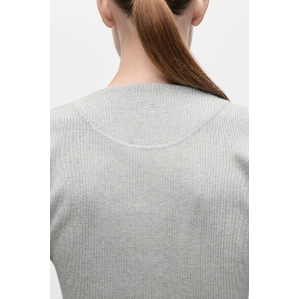 Victoria Beckham Hazel Top in Grey Marl | Long Sleeve Tops | Coveti, view 5