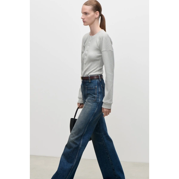 Victoria Beckham Hazel Top in Grey Marl | Long Sleeve Tops | Coveti, view 6