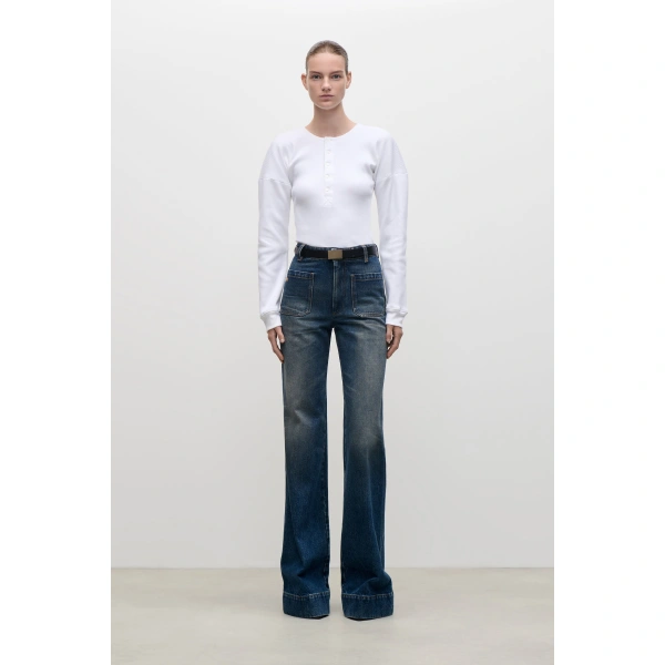 Victoria Beckham Hazel Top in White | Long Sleeve Tops | Coveti, view 2