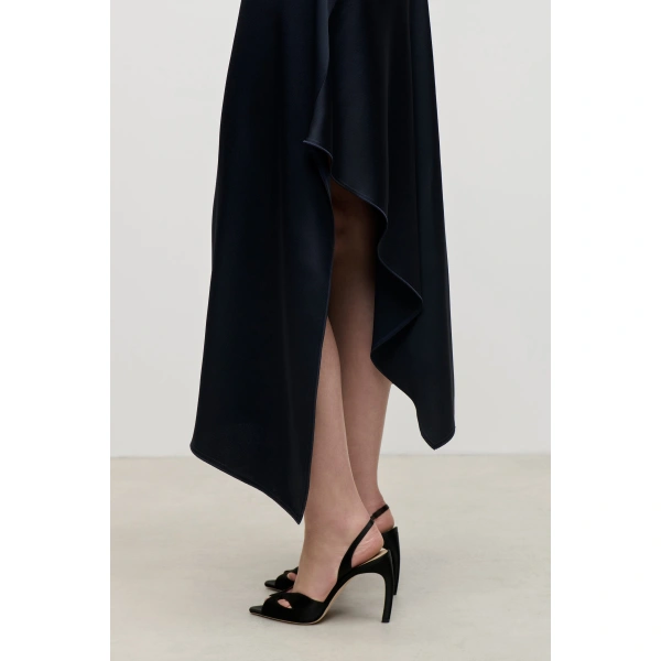 Victoria Beckham High Neck Draped Midi Dress in Midnight | Midi Dresses | Coveti, view 6