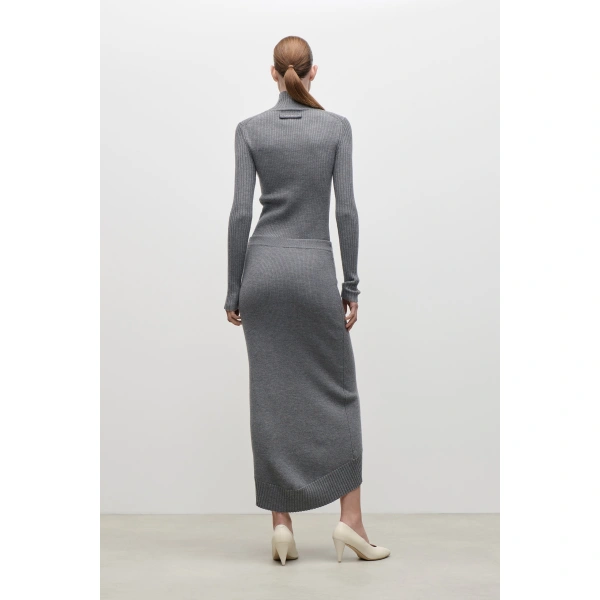Victoria Beckham High Neck Jumper in Grey Melange | Turtlenecks | Coveti, view 5
