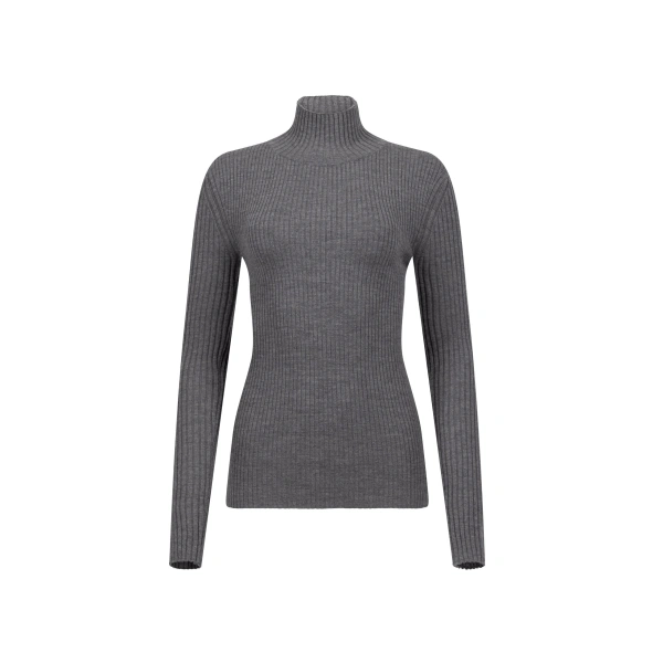 High Neck Jumper in Grey Melange