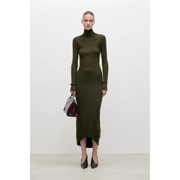 Victoria Beckham High Neck Jumper in Marsh Green | Turtlenecks | Coveti, view 2
