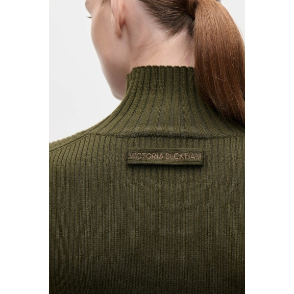 Victoria Beckham High Neck Jumper in Marsh Green | Turtlenecks | Coveti, view 5
