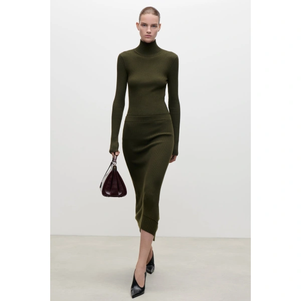 Victoria Beckham High Neck Jumper in Marsh Green | Turtlenecks | Coveti, view 6