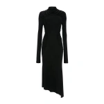 Victoria Beckham High Neck Midi Dress in Black | Midi Dresses | Coveti