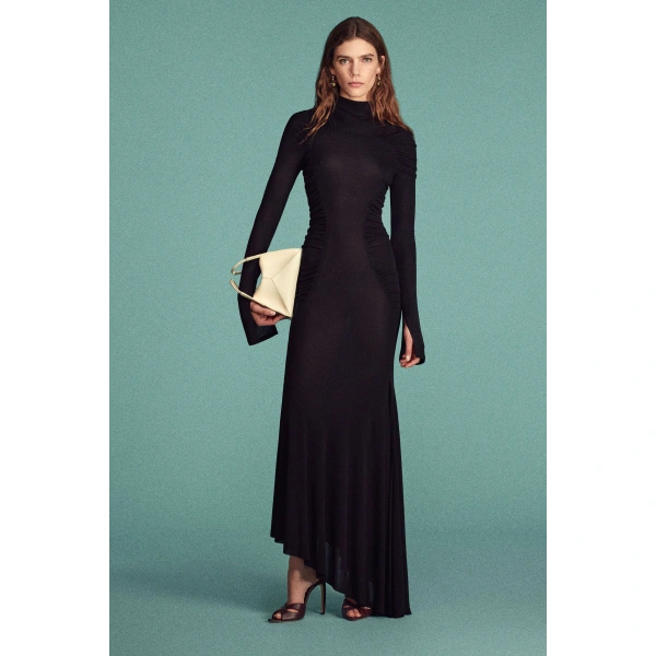 Victoria Beckham High Neck Midi Dress in Black | Midi Dresses | Coveti, view 3