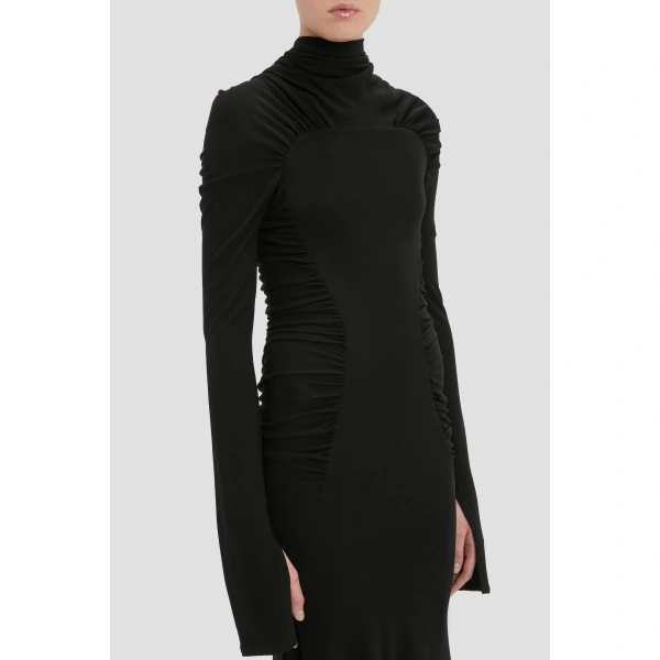 Victoria Beckham High Neck Midi Dress in Black | Midi Dresses | Coveti, view 5